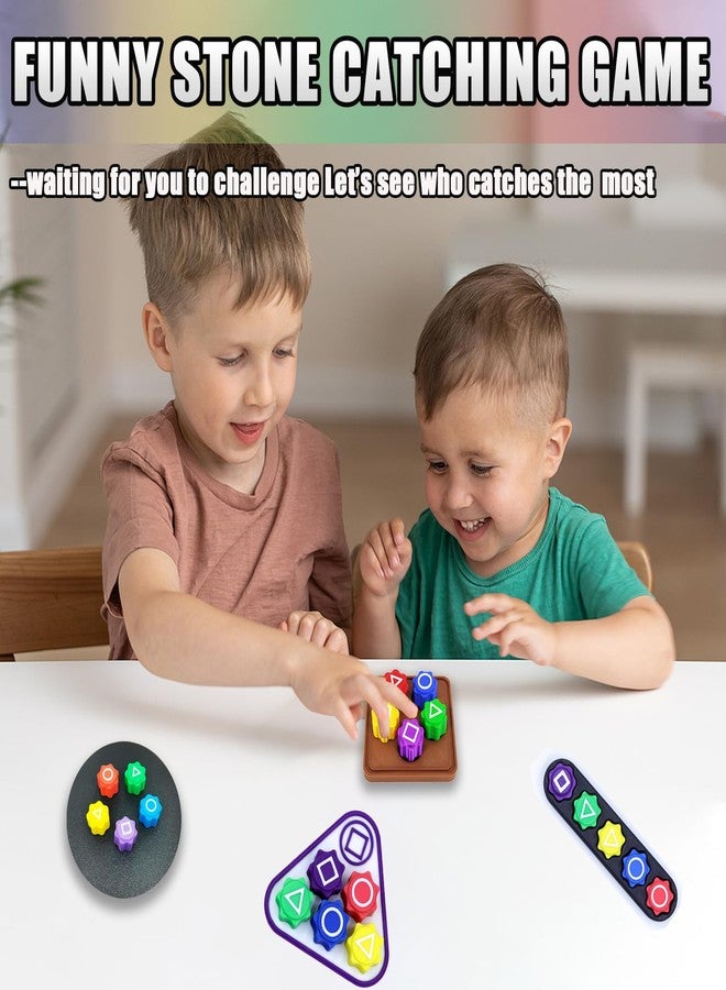 ZIBUYU® Korean Gonggi Game Set Traditional Stone Picking Game for Kids with 5 Colorful PVC Rocks & Storage Box Hand Eye Coordination, Party Games, Fun Skill Training - Image 3